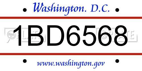 1BD6568 District Of Columbia License Plate