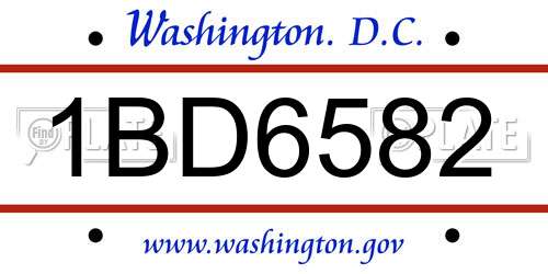 1BD6582 District Of Columbia License Plate