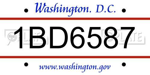 1BD6587 District Of Columbia License Plate