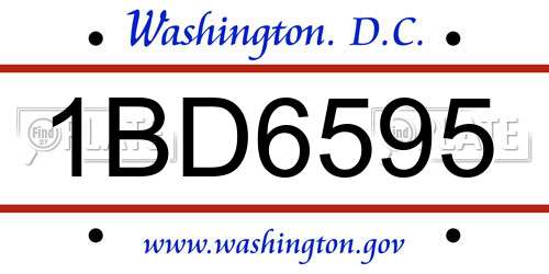 1BD6595 District Of Columbia License Plate