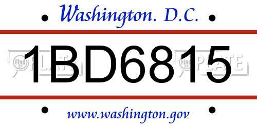 1BD6815 District Of Columbia License Plate