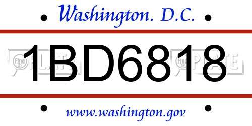 1BD6818 District Of Columbia License Plate