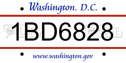 1BD6828 District Of Columbia License Plate