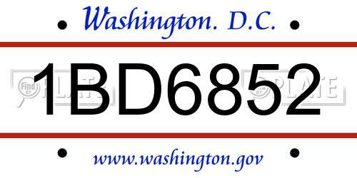 1BD6852 District Of Columbia License Plate