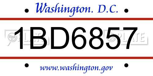 1BD6857 District Of Columbia License Plate