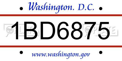 1BD6875 District Of Columbia License Plate