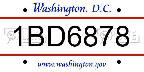 1BD6878 District Of Columbia License Plate