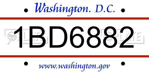 1BD6882 District Of Columbia License Plate