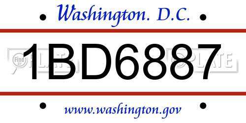 1BD6887 District Of Columbia License Plate