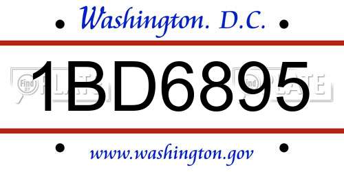 1BD6895 District Of Columbia License Plate