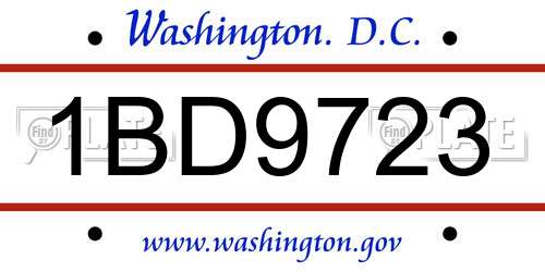 1BD9723 District Of Columbia License Plate