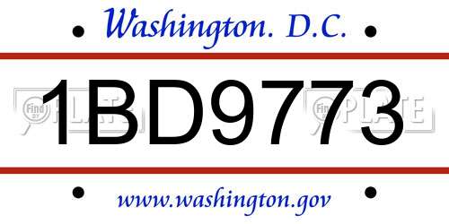 1BD9773 District Of Columbia License Plate