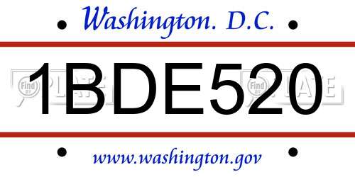 1BDE520 District Of Columbia License Plate