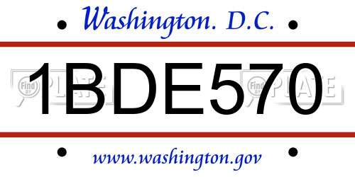 1BDE570 District Of Columbia License Plate
