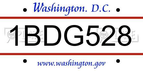 1BDG528 District Of Columbia License Plate