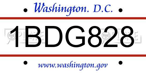 1BDG828 District Of Columbia License Plate