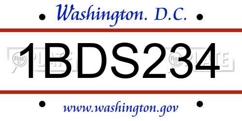 1BDS234 District Of Columbia License Plate