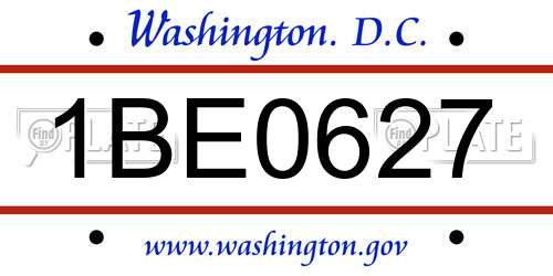 1BE0627 District Of Columbia License Plate
