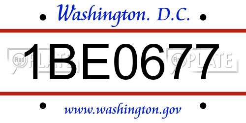 1BE0677 District Of Columbia License Plate