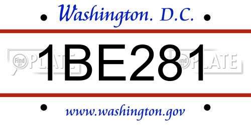 1BE281 District Of Columbia License Plate