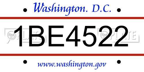 1BE4522 District Of Columbia License Plate