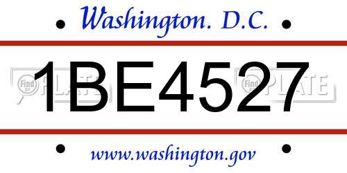 1BE4527 District Of Columbia License Plate