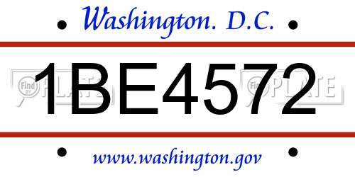 1BE4572 District Of Columbia License Plate