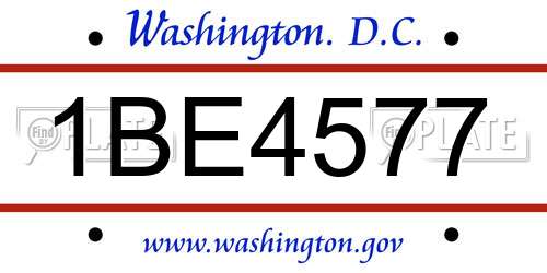 1BE4577 District Of Columbia License Plate