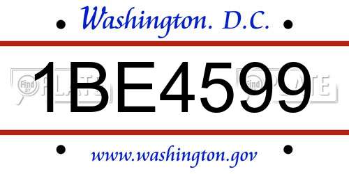 1BE4599 District Of Columbia License Plate