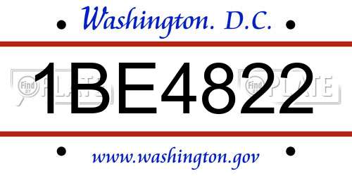 1BE4822 District Of Columbia License Plate