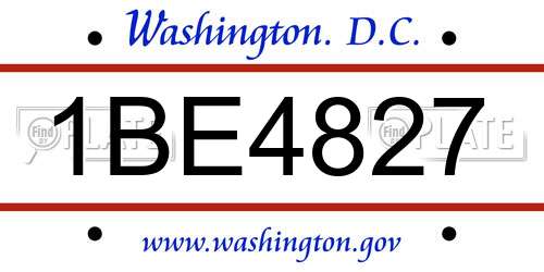 1BE4827 District Of Columbia License Plate