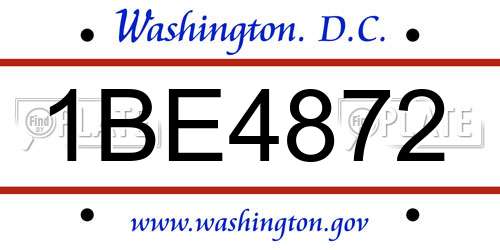 1BE4872 District Of Columbia License Plate