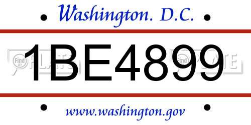 1BE4899 District Of Columbia License Plate