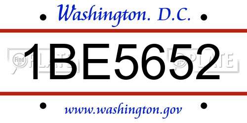 1BE5652 District Of Columbia License Plate