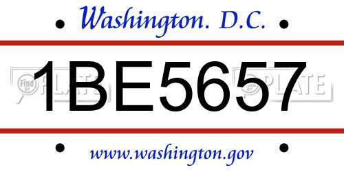 1BE5657 District Of Columbia License Plate