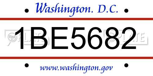 1BE5682 District Of Columbia License Plate