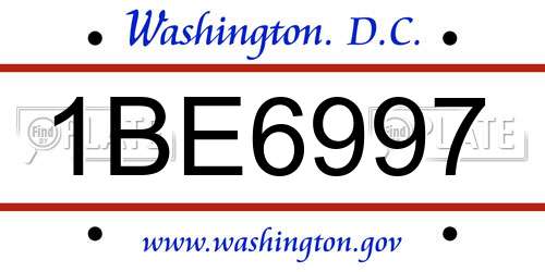 1BE6997 District Of Columbia License Plate
