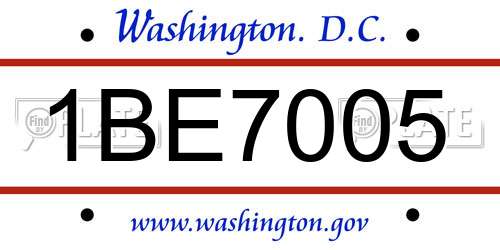 1BE7005 District Of Columbia License Plate