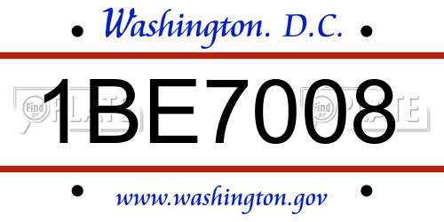 1BE7008 District Of Columbia License Plate