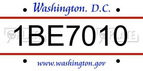 1BE7010 District Of Columbia License Plate