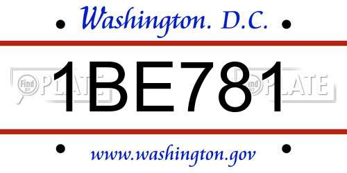 1BE781 District Of Columbia License Plate