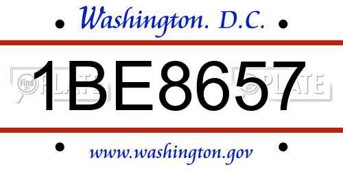 1BE8657 District Of Columbia License Plate