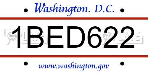 1BED622 District Of Columbia License Plate