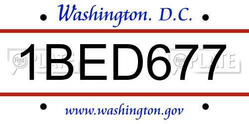 1BED677 District Of Columbia License Plate