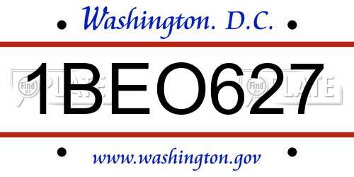 1BEO627 District Of Columbia License Plate