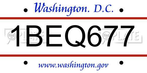 1BEQ677 District Of Columbia License Plate