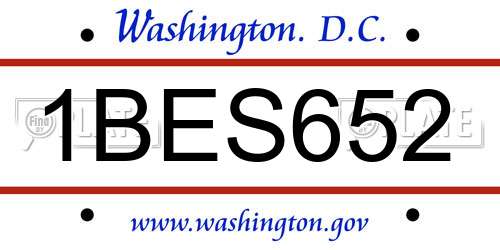 1BES652 District Of Columbia License Plate