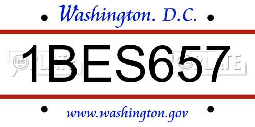 1BES657 District Of Columbia License Plate