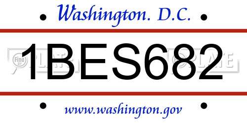 1BES682 District Of Columbia License Plate
