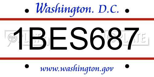 1BES687 District Of Columbia License Plate